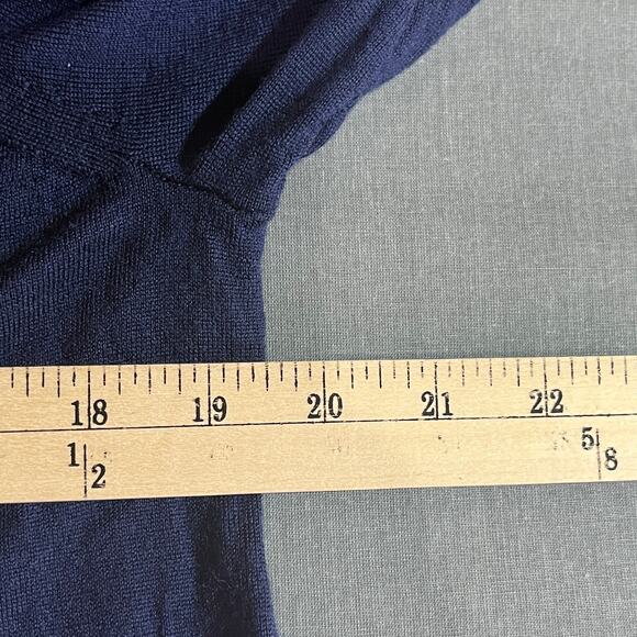 J Crew Merino Wool Sweater Womens Large Blue Knit Tie Side Casual Preppy Classic - Picture 11 of 11